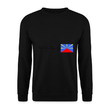 Reunion Island Flag Heartbeat - Unisex Sweatshirt - black - Front - Alina (178cm) & Michal (187cm)