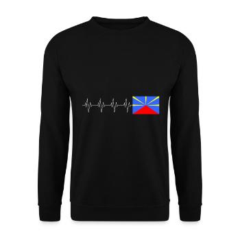 Flagge La Réunion Insel Herz-Geschenk - Unisex Pullover - Schwarz - Vorne - Alina (178cm) & Michal (187cm)
