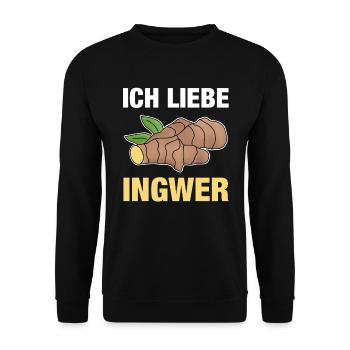 Ich liebe Ingwer Ginger Geschenk - Unisex Pullover - Schwarz - Vorne - Alina (178cm) & Michal (187cm)