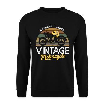 Vintage Biker Motorrad Geburtstagsgeschenk Mann - Unisex Pullover - Schwarz - Vorne - Alina (178cm) & Michal (187cm)