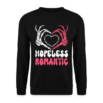 Hopelessly Romantic Halloween Humor Heart. I - Unisex Sweatshirt - black - Front - Alina (178cm) & Michal (187cm)