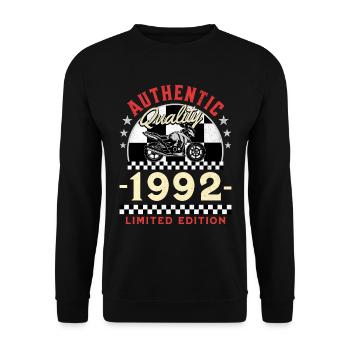 30 Ans Anniversaire Thème Moto Vintage 1992 - Sweat-shirt Unisexe - noir - Devant - Alina (178cm) & Michal (187cm)