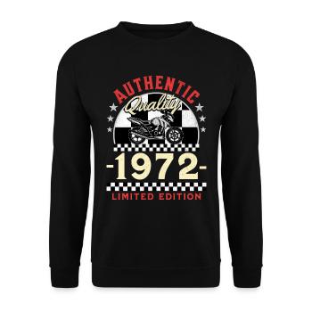 50 Ans Anniversaire Thème Moto Vintage 1972 - Sweat-shirt Unisexe - noir - Devant - Alina (178cm) & Michal (187cm)