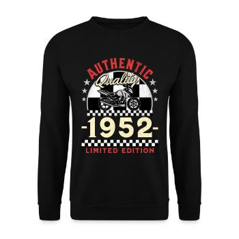 70 Ans Anniversaire Thème Moto Vintage 1952 - Sweat-shirt Unisexe - noir - Devant - Alina (178cm) & Michal (187cm)