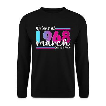 55. Geburtstag Frau Original März Jahrgang 1968 - Unisex Pullover - Schwarz - Vorne - Alina (178cm) & Michal (187cm)