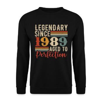Legendär seit 1989. Geburtstagsgeschenk 1989 - Unisex Pullover - Schwarz - Vorne - Alina (178cm) & Michal (187cm)