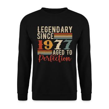 Legendär seit 1977. Geburtstagsgeschenk 1977 - Unisex Pullover - Schwarz - Vorne - Alina (178cm) & Michal (187cm)