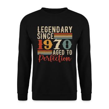 Legendary Since 1970 1970 Birthday Gift - Unisex Sweatshirt - black - Front - Alina (178cm) & Michal (187cm)