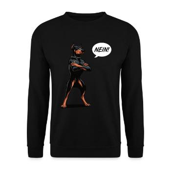 Nein Dobermann Dobermannbesitzer Dobermannhalter - Unisex Pullover - Schwarz - Vorne - Alina (178cm) & Michal (187cm)