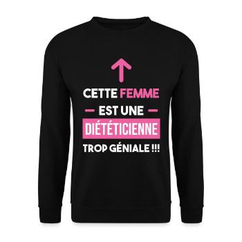 cadeau drôle femme trop géniale diététicienne - Sweat-shirt Unisexe - noir - Devant - Alina (178cm) & Michal (187cm)