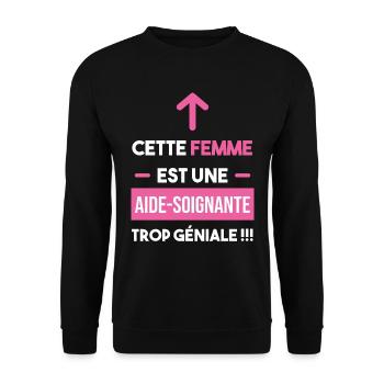 cadeau marrant trop géniale aide soignante flèche - Sweat-shirt Unisexe - noir - Devant - Alina (178cm) & Michal (187cm)