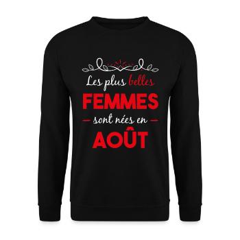 cadeau d'anniversaire femmes août belle - Sweat-shirt Unisexe - noir - Devant - Alina (178cm) & Michal (187cm)