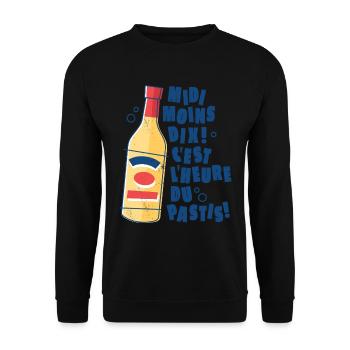 Midi moins dix ! c'est l'heure du pastis - Sweat-shirt Unisexe - noir - Devant - Alina (178cm) & Michal (187cm)