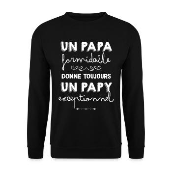 Papa Papy Exceptionnel Annonce Naissance - Sweat-shirt Unisexe - noir - Devant - Alina (178cm) & Michal (187cm)