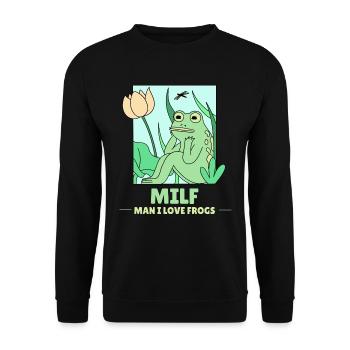 Lustiges Frosch - Unisex Pullover - Schwarz - Vorne - Alina (178cm) & Michal (187cm)