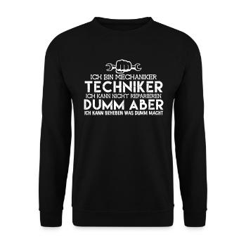 Mechaniker Techniker | Mechaniker - Unisex Pullover - Schwarz - Vorne - Alina (178cm) & Michal (187cm)