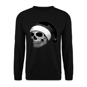 Totenschädel Mann Weihnachten Mütze schwarz weiß - Unisex Pullover - Schwarz - Vorne - Alina (178cm) & Michal (187cm)
