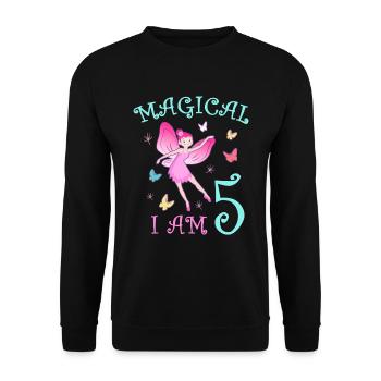 Fées Enfants Anniversaire 5 ans Fée Fille Fée - Sweat-shirt Unisexe - noir - Devant - Alina (178cm) & Michal (187cm)