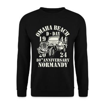 Omaha Beach D-Day1944-2024 80ème anniversaire - Sweat-shirt Unisexe - noir - Devant - Alina (178cm) & Michal (187cm)