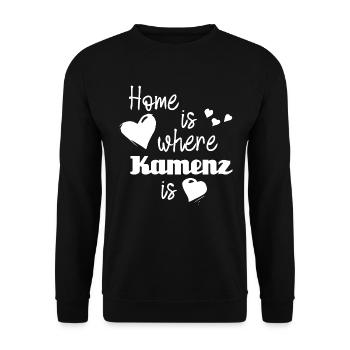 Zuhause in Kamenz - Home is where Kamenz is - Unisex Pullover - Schwarz - Vorne - Alina (178cm) & Michal (187cm)