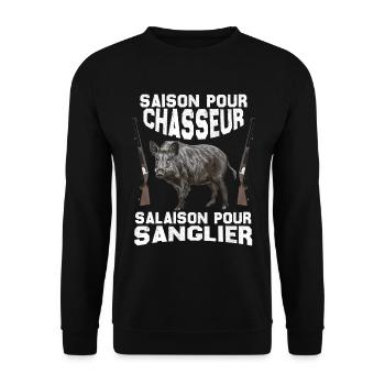 Saison Pour Chasseur salaison Pour Sanglier - Sweat-shirt Unisexe - noir - Devant - Alina (178cm) & Michal (187cm)