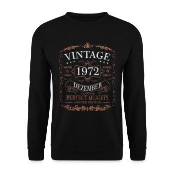 Geburtstag Vintage Dezember 1972 Jahrgang Retro - Unisex Pullover - Schwarz - Vorne - Alina (178cm) & Michal (187cm)