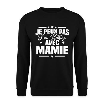 Je peux pas j'ai bêtise avec mamie - Sweat-shirt Unisexe - noir - Devant - Alina (178cm) & Michal (187cm)