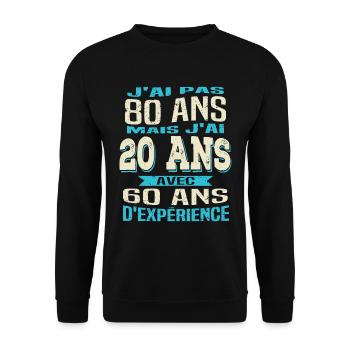 Anniversaire 80 ans - Sweat-shirt Unisexe - noir - Devant - Alina (178cm) & Michal (187cm)
