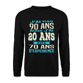 Anniversaire 90 ans - Sweat-shirt Unisexe - noir - Devant - Alina (178cm) & Michal (187cm)