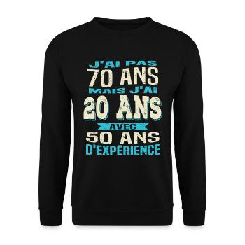 Anniversaire 70 ans - Sweat-shirt Unisexe - noir - Devant - Alina (178cm) & Michal (187cm)