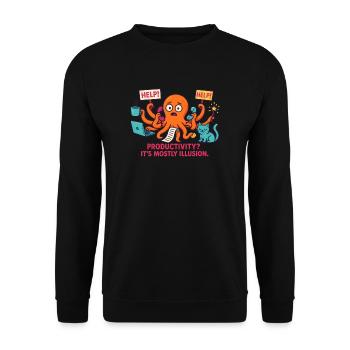 Pieuvre multitâche – la productivité en est une illustration - Sweat-shirt Unisexe - noir - Devant - Alina (178cm) & Michal (187cm)