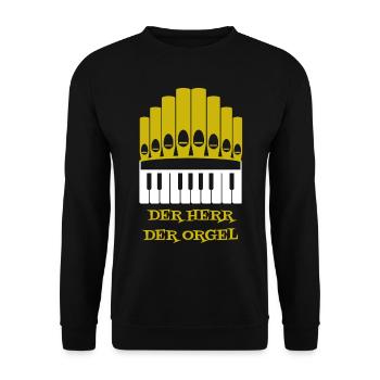Organist Herr der Orgel Spruch - Unisex Pullover - Schwarz - Vorne - Alina (178cm) & Michal (187cm)