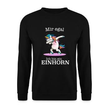 Einhorn Mir egal ich Bin Ein Einhorn Unicorn Dabb - Unisex Pullover - Schwarz - Vorne - Alina (178cm) & Michal (187cm)