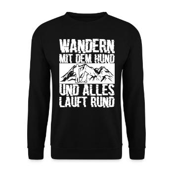 Wandern mit Hund - Unisex Pullover - Schwarz - Vorne - Alina (178cm) & Michal (187cm)