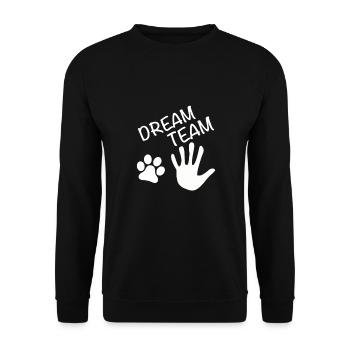 Dream Team Hand Pfote - Unisex Pullover - Schwarz - Vorne - Alina (178cm) & Michal (187cm)