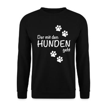 Der mit den Hunden geht - Unisex Pullover - Schwarz - Vorne - Alina (178cm) & Michal (187cm)