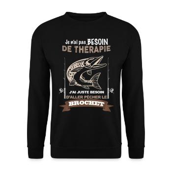 Brochet et bien etre Cadeau Homme Pêche - Sweat-shirt Unisexe - noir - Devant - Alina (178cm) & Michal (187cm)
