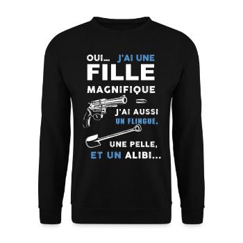 Papa fille magnifique Cadeau fête des pères - Sweat-shirt Unisexe - noir - Devant - Alina (178cm) & Michal (187cm)