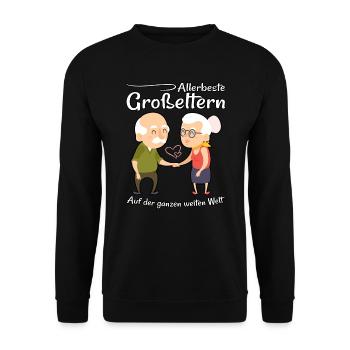 Allerbeste Großeltern der Welt - Oma und Opa - Unisex Pullover - Schwarz - Vorne - Alina (178cm) & Michal (187cm)
