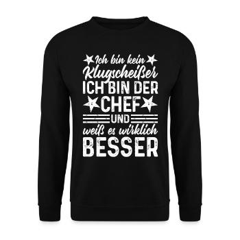 Chef lustige Sprüche Ich bin kein Klugscheißer - Unisex Pullover - Schwarz - Vorne - Alina (178cm) & Michal (187cm)