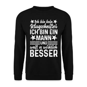 Mann lustige Sprüche - Ich bin kein Klugscheißer - Unisex Pullover - Schwarz - Vorne - Alina (178cm) & Michal (187cm)