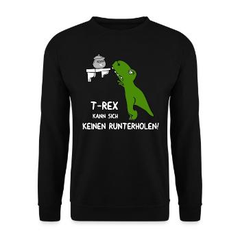 T Rex kann sich keinen runterholen - Unisex Pullover - Schwarz - Vorne - Alina (178cm) & Michal (187cm)