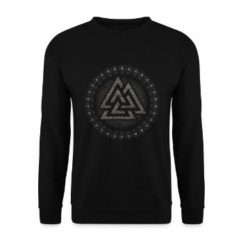 Valknut, symbol Odin, runes | Viking Nordic - Unisex Sweatshirt - black - Front - Alina (178cm) & Michal (187cm)