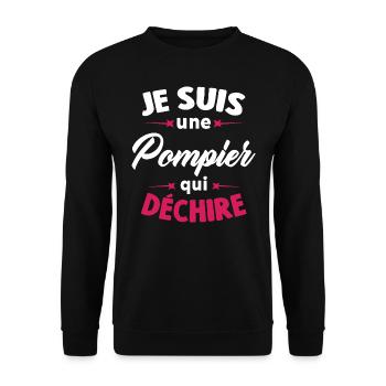 Je Suis Une Pompier Qui Déchire - Sweat-shirt Unisexe - noir - Devant - Alina (178cm) & Michal (187cm)