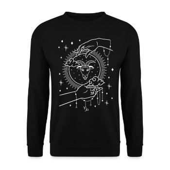 Sternzeichen Steinbock - Unisex Pullover - Schwarz - Vorne - Alina (178cm) & Michal (187cm)