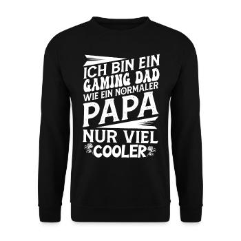 ICH BIN EIN GAMING DAD WIE EIN NORMALER PAPA NUR.. - Unisex Pullover - Schwarz - Vorne - Alina (178cm) & Michal (187cm)