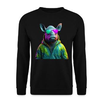 Hippo hippo with sunglasses hippo Africa - Unisex Sweatshirt - black - Front - Alina (178cm) & Michal (187cm)