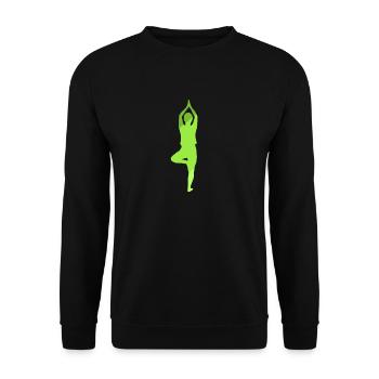 Yoga Mantra Power Sonnengruss - Unisex Pullover - Schwarz - Vorne - Alina (178cm) & Michal (187cm)