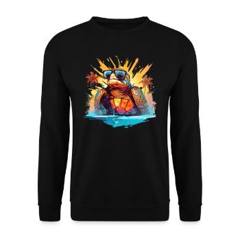 Schildkröte Sonnenbrille Sommer Strand Tier Panzer - Unisex Pullover - Schwarz - Vorne - Alina (178cm) & Michal (187cm)
