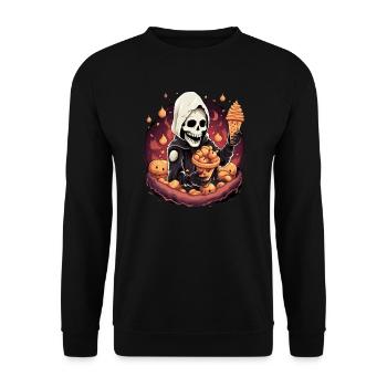 Skeleton Halloween Ice Cream Ice Cream - Unisex Sweatshirt - black - Front - Alina (178cm) & Michal (187cm)